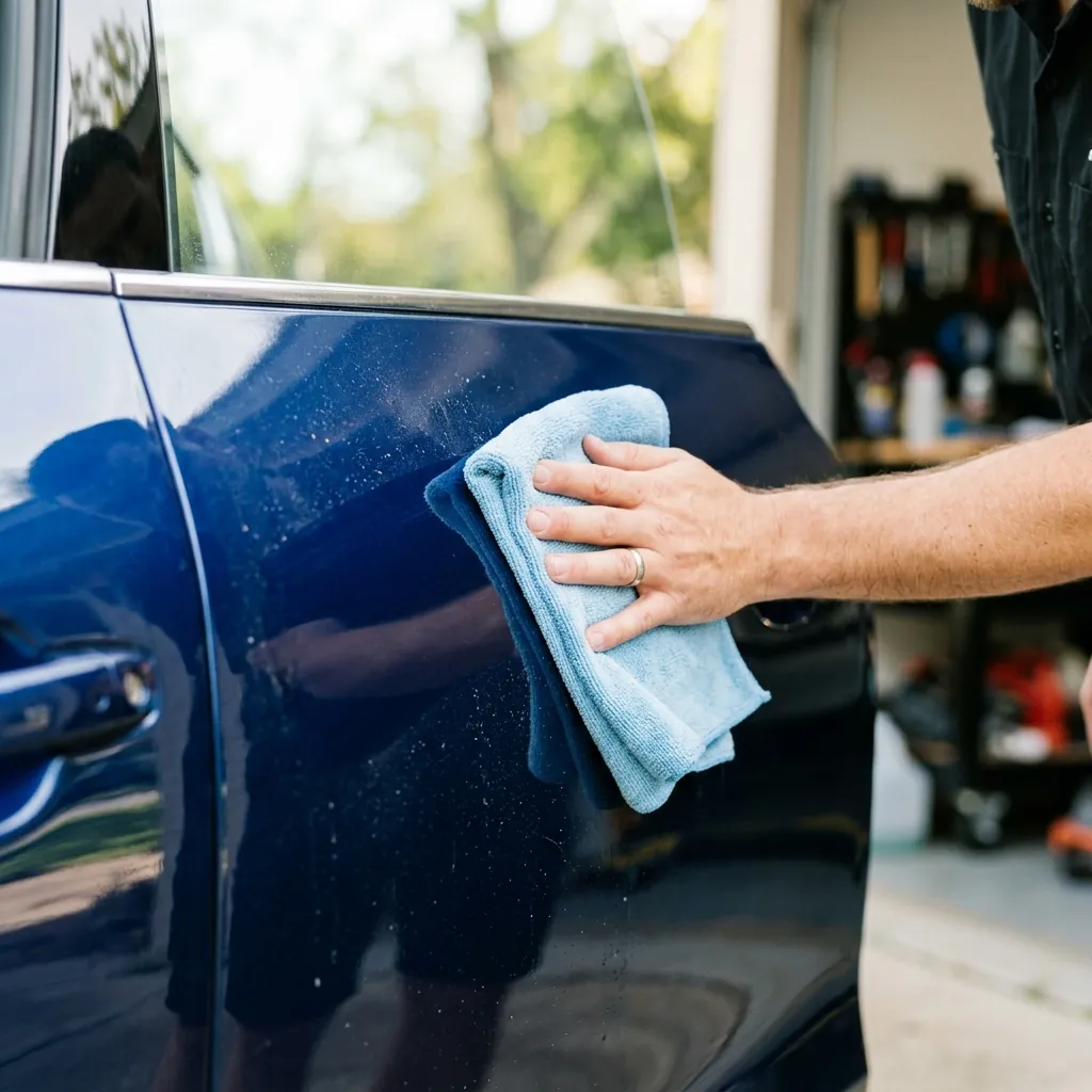 Step 1 wiping car surface clean